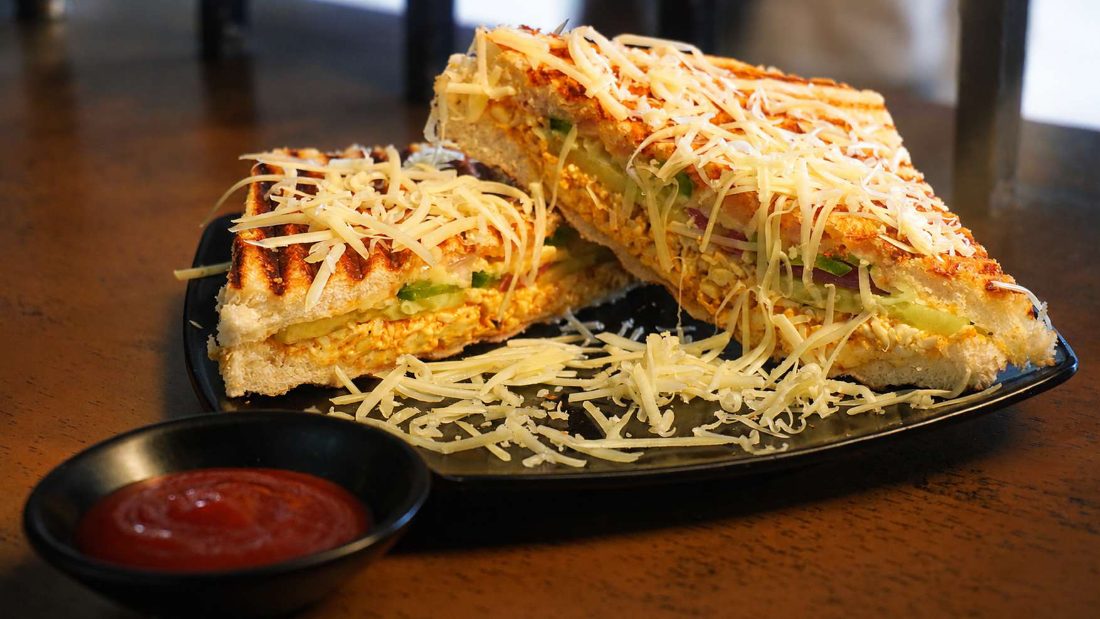 Cheese-loaded grilled sandwich